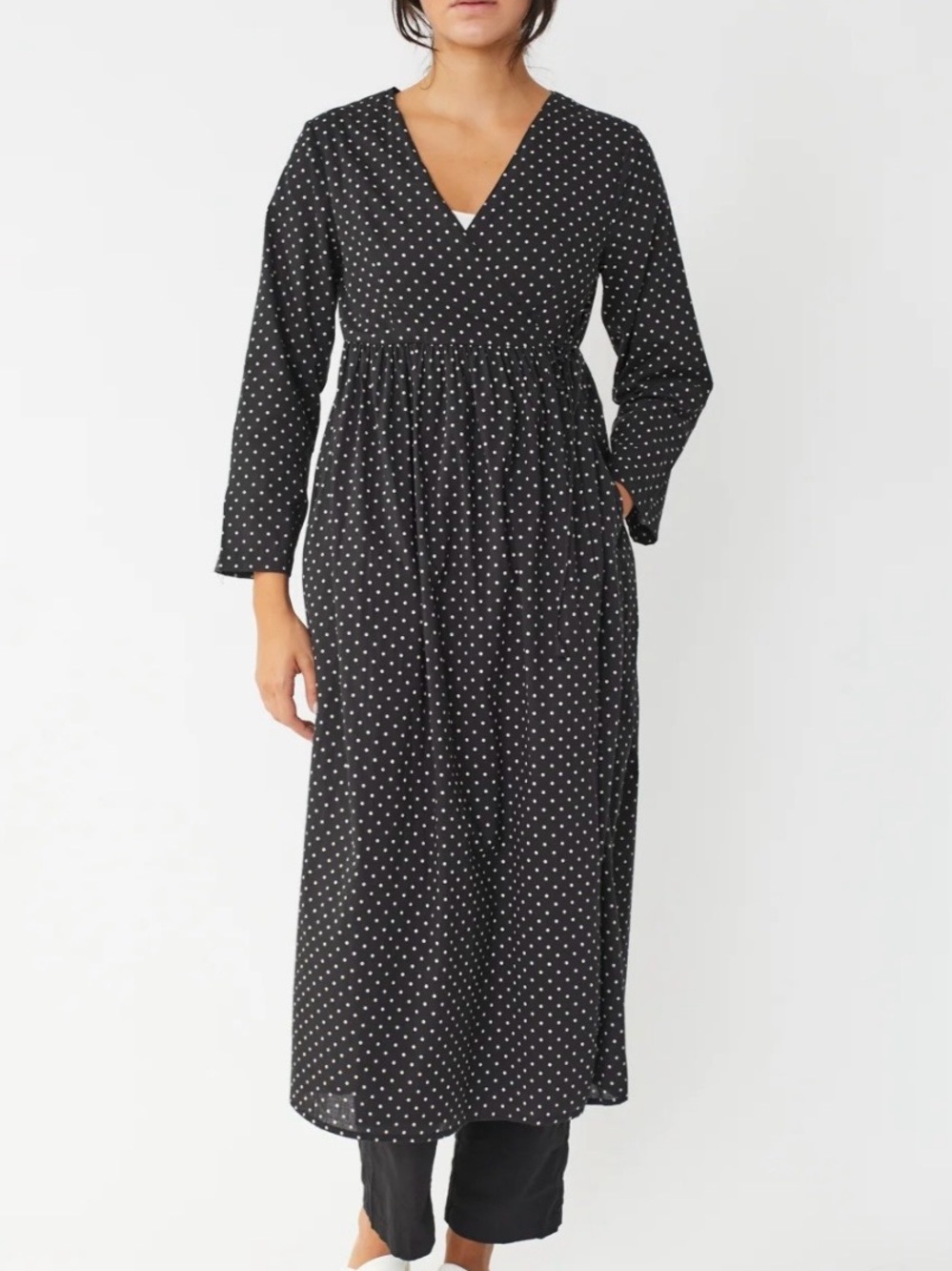 Cotton polka dot wrap dress